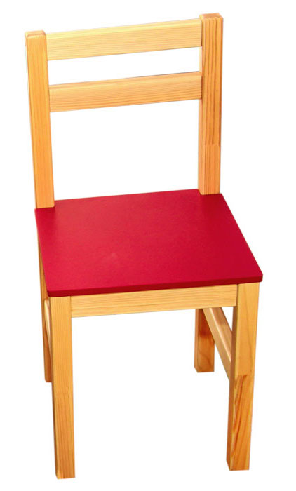 Дитячий стільце з натуральної деревини, сидіння - фарбоване МДФ, стійки з соснового брусу, ростова група №3, АЛМАНТ, 300х310х645 мм, (h=340 мм).